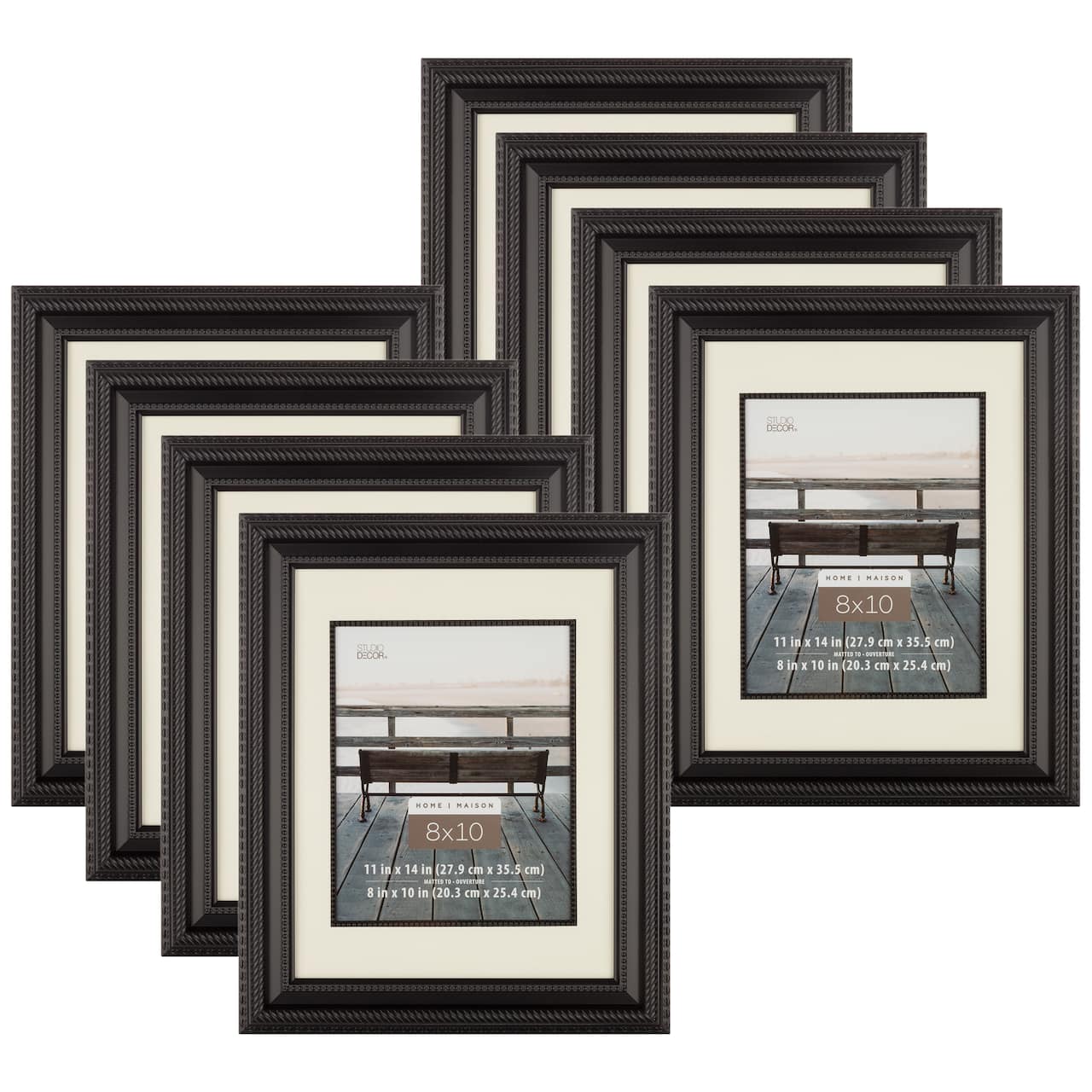 8 Pack: Black Rope 8" x 10" Frame with Mat, Home Collection by Studio Décor®